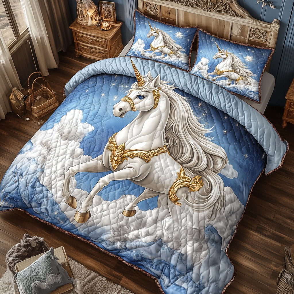 White Unicorn Sky WT0602010CL Quilted Bedding Set