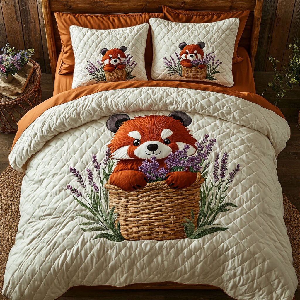Flower Red Panda WJ1802025CL Quilted Bedding Set