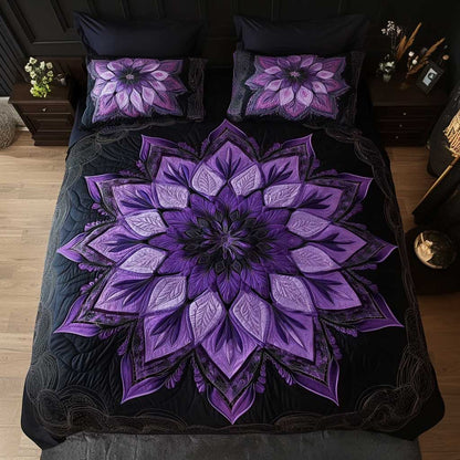 Dark Amethyst Flower WN1702045CL Quilted Bedding Set