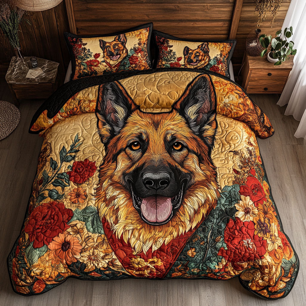 German Shepherd Flowers WT1403058CL Duvet Cover Set