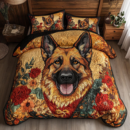 German Shepherd Flowers WT1403058CL Duvet Cover Set
