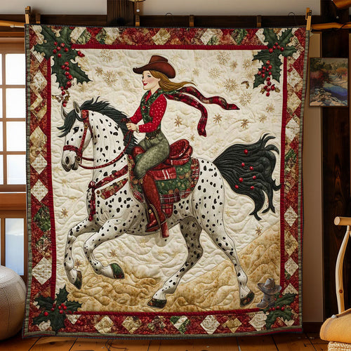 Cowgirl’s Christmas Horse WN2911037CL Quilt Blanket