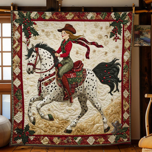 Cowgirl’s Christmas Horse WN2911037CL Quilt Blanket