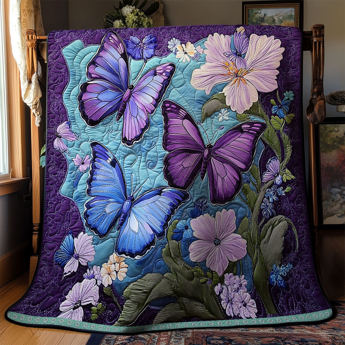 Purple Butterfly WX1511050CL Quilt Blanket
