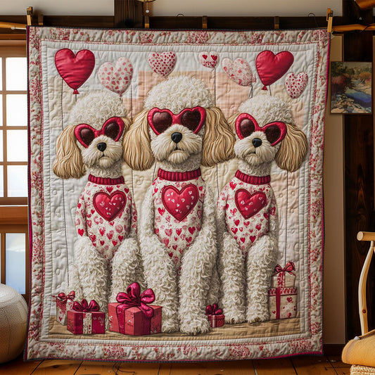 Poodle Love Trio WN3112009CL Quilt Blanket