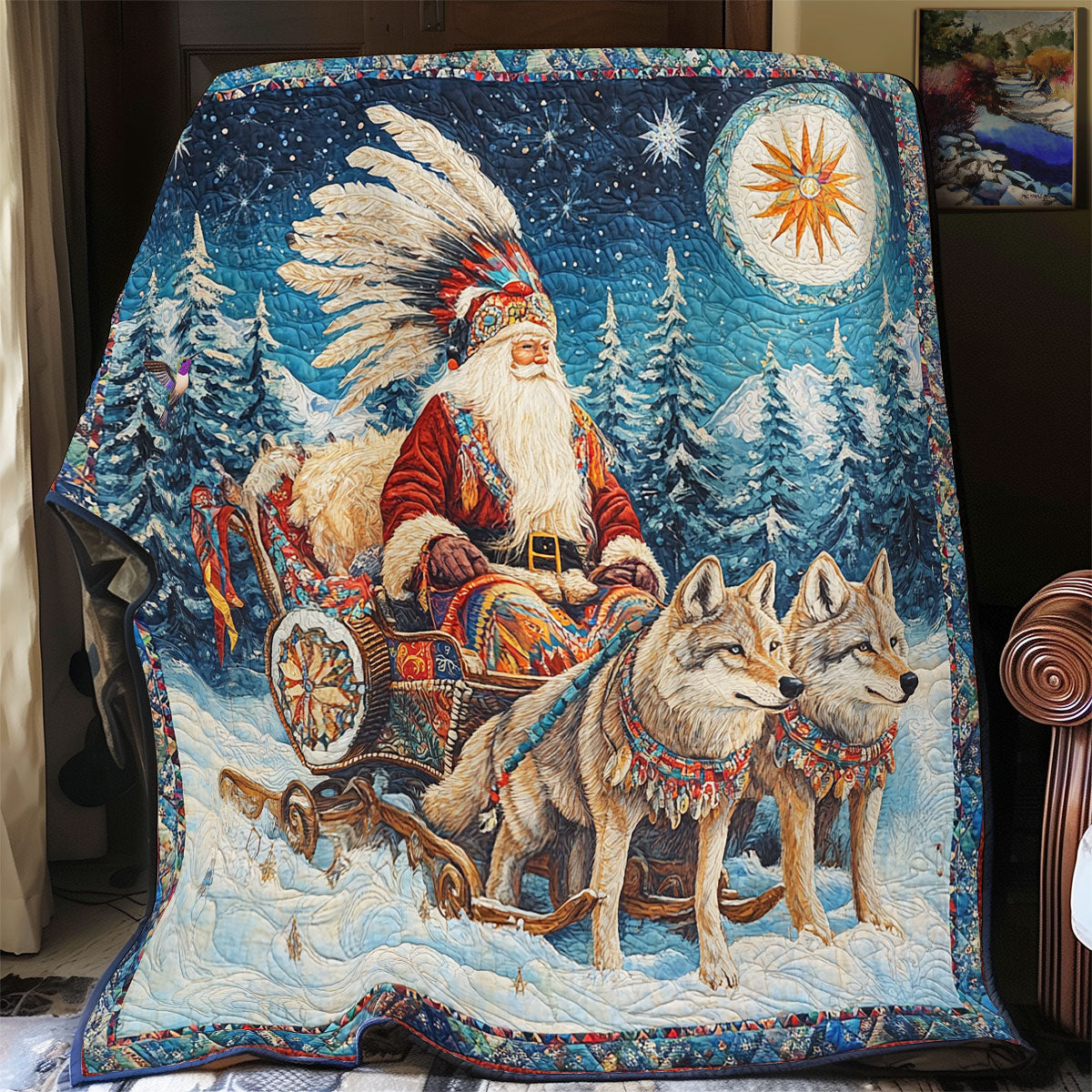 Native American Santa Claus WY0811018CL Quilt Blanket