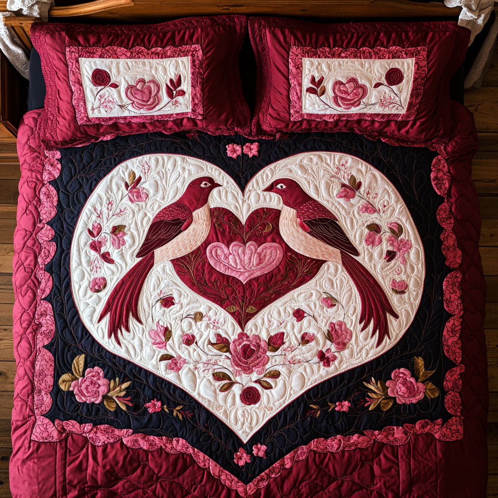 Heart Couple Bird WY1402078CL Quilted Bedding Set