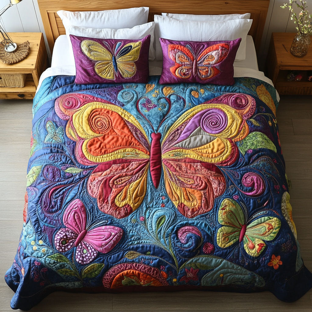 Colorful Butterfly Garden WY1202007CL Quilted Bedding Set