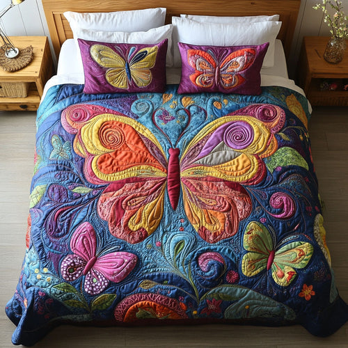 Colorful Butterfly Garden WY1202007CL Quilted Bedding Set