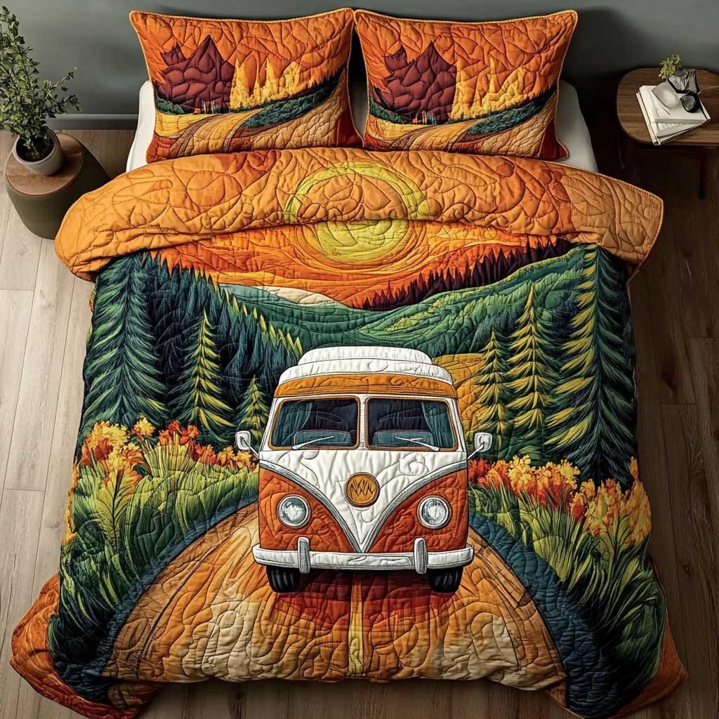 Vintage Camper Car WN1202034CL Quilted Bedding Set