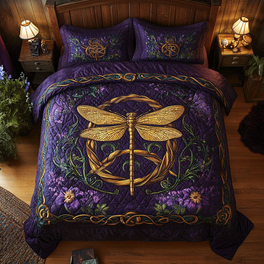 Elegant Dragonfly WX0303019CL Quilted Bedding Set