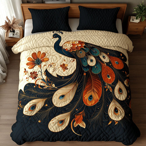 Elegant Peacock WX0403018CL Quilted Bedding Set