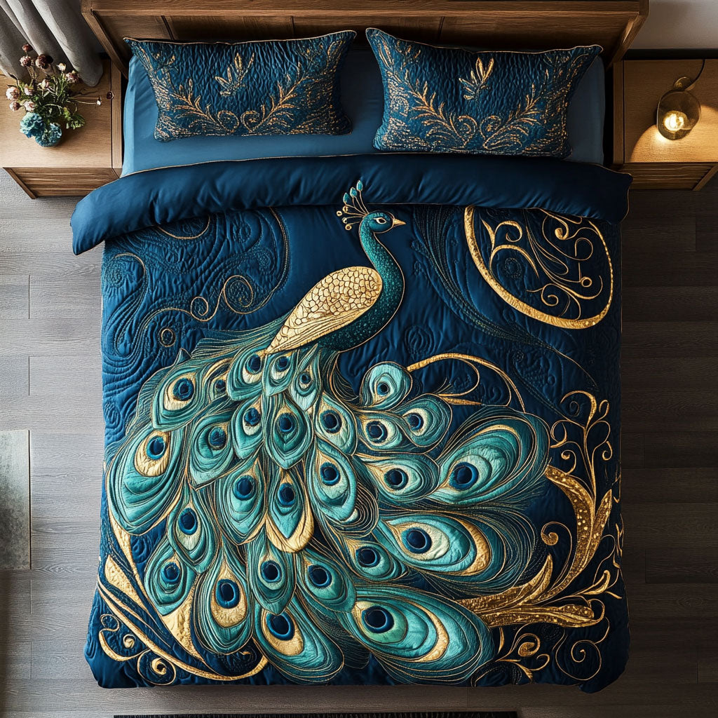 Elegant Peacock WX0403020CL Quilted Bedding Set
