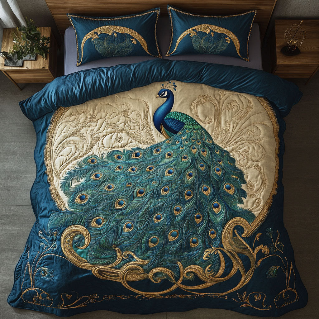 Elegant Peacock WX1303085CL Quilted Bedding Set