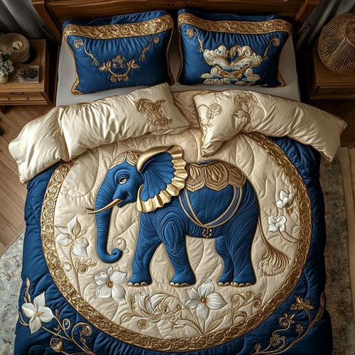 Elephant Elegance WX0603029CL Quilted Bedding Set