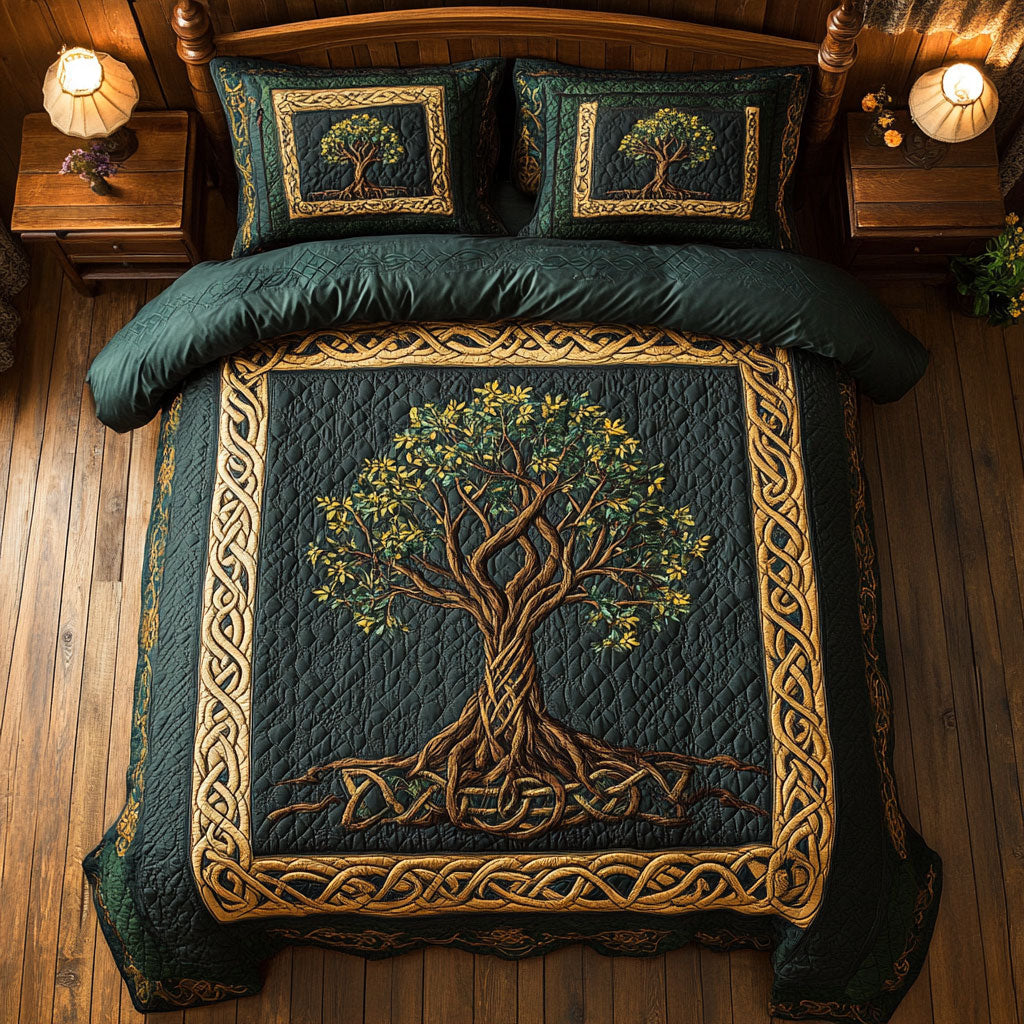 Emerald Tree of Legends WX0703020CL Quilted Bedding Set