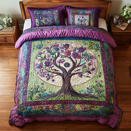 Emerald Tree of Life WX0703021CL Quilted Bedding Set