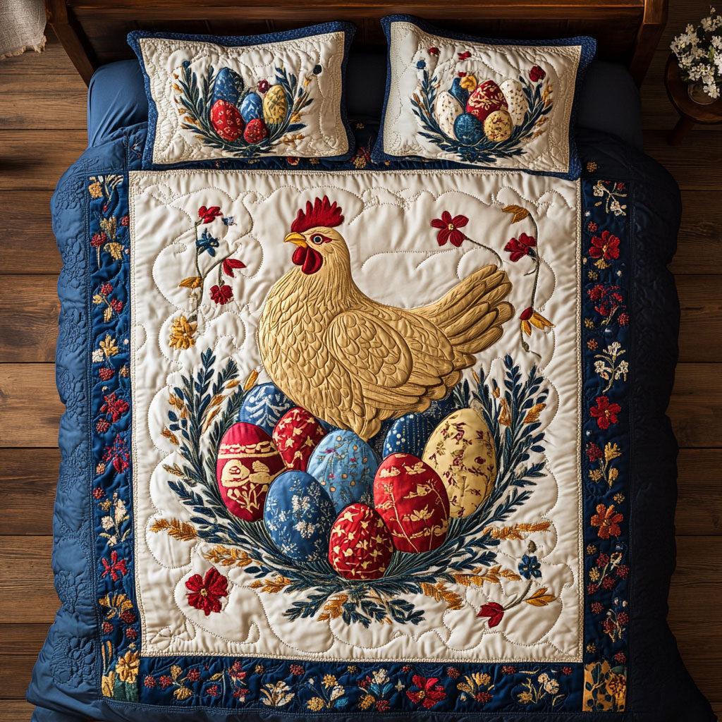 Enchanted Chicken WX0803171CL Quilted Bedding Set