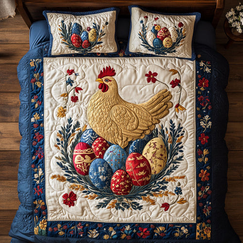 Enchanted Chicken WX0803171CL Quilted Bedding Set