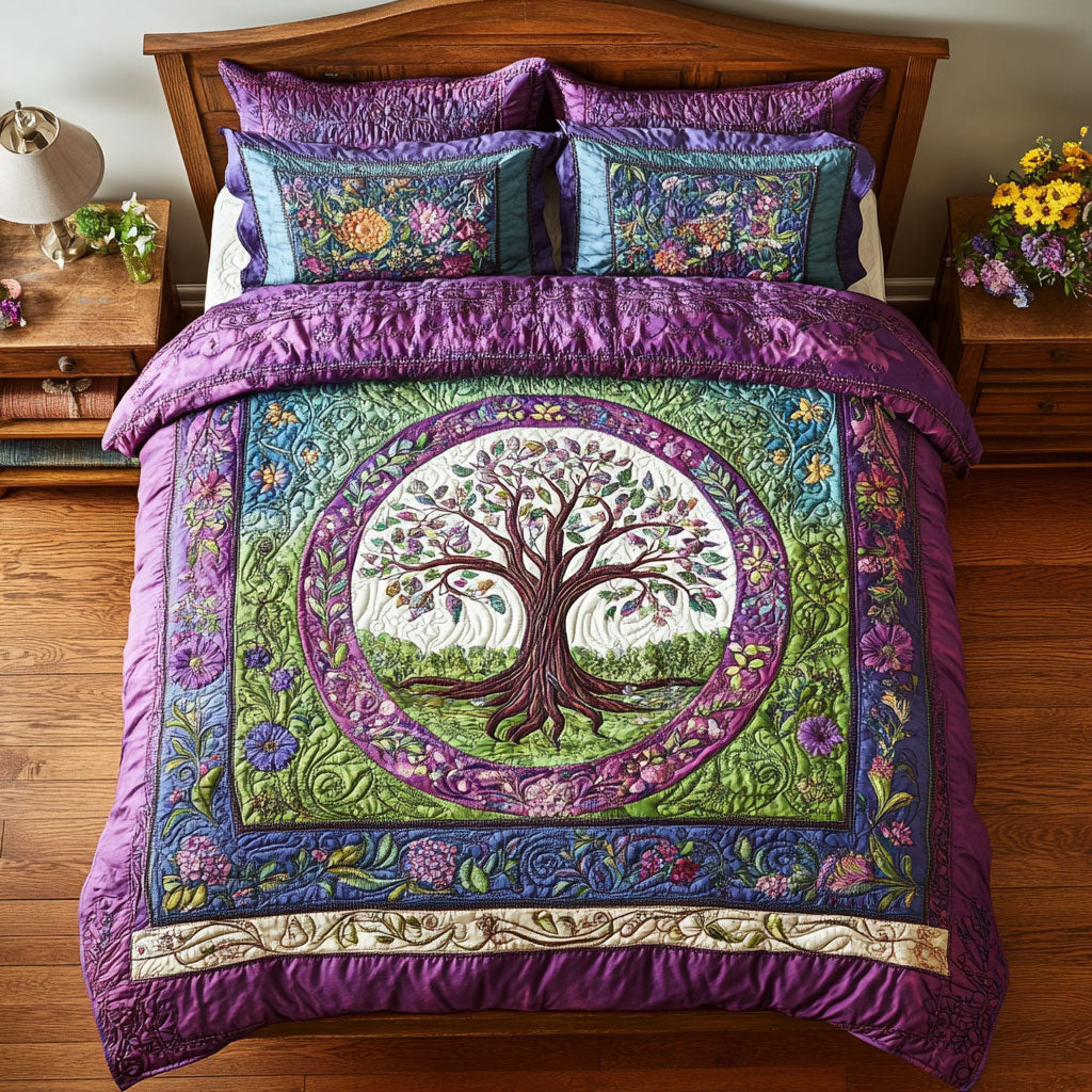 Enchanted Tree of Life WX0703023CL Quilted Bedding Set