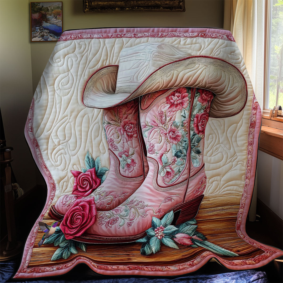 Pink Cowboy Boots WY0612018CL Quilt Blanket