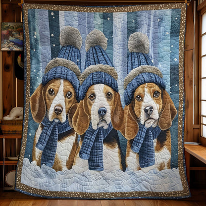 Three Dachshund In Winter WY0202073CL Quilt Blanket