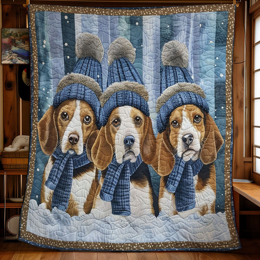 Three Dachshund In Winter WY0202073CL Quilt Blanket