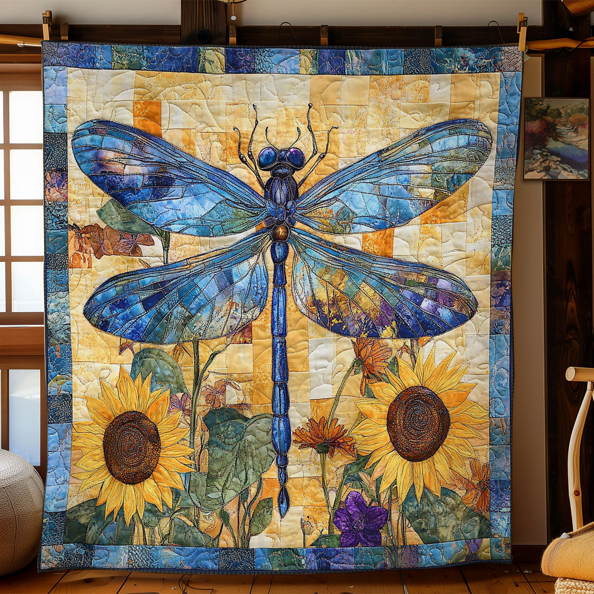 Sunflower And Dragonfly WY0402045CL Quilt Blanket
