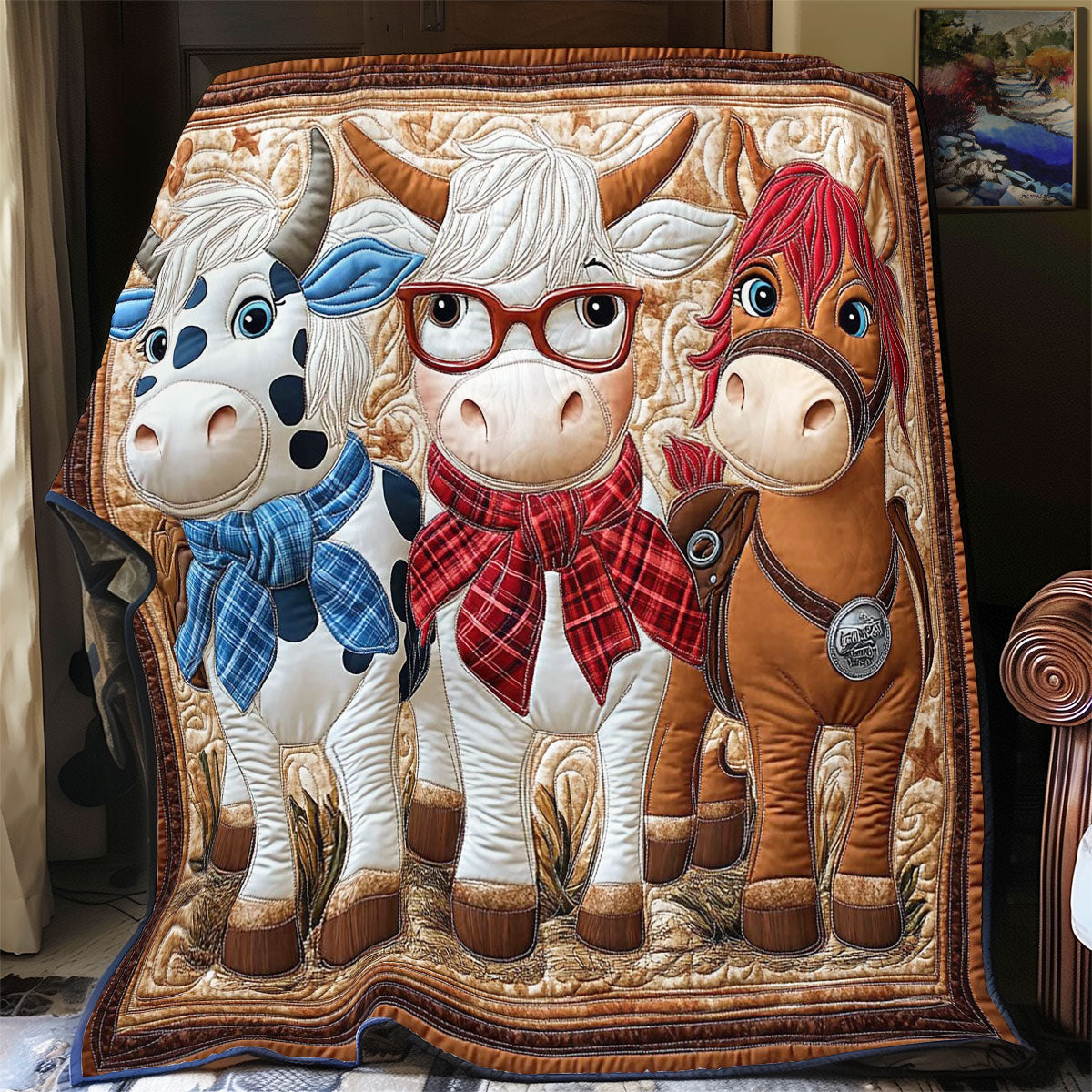 Cow In Cowboy Style WY1701031CL Quilt Blanket