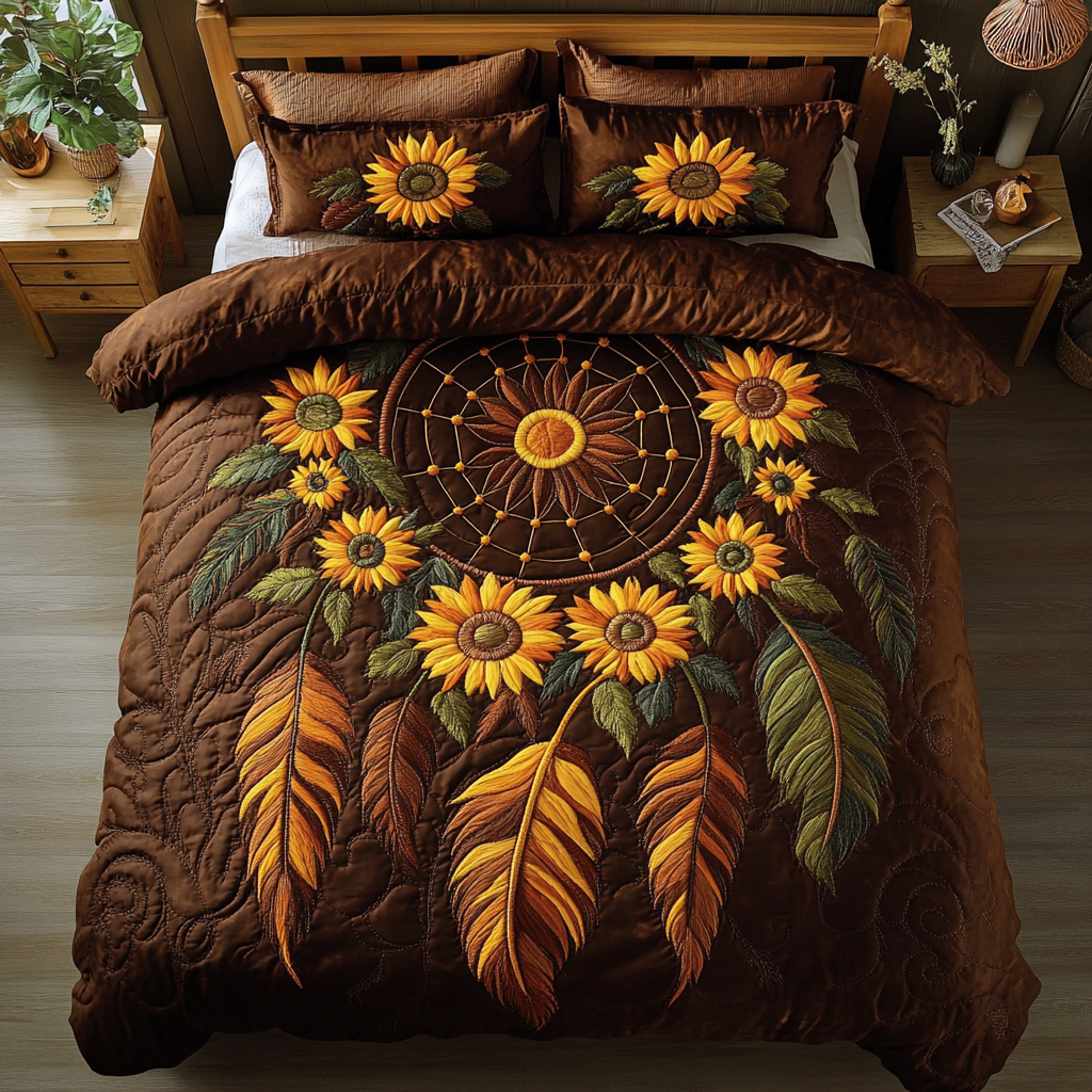 Sunflower Dreamcatcher XR2101002CL Quilted Bedding Set