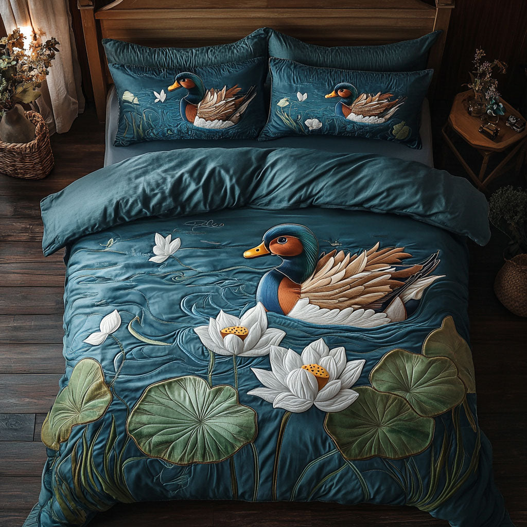 Lotus Mandarin Duck WJ2102028CL Quilted Bedding Set