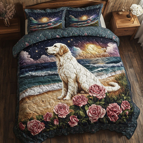 Golden Retriever Roses WT0702081CL Quilted Bedding Set