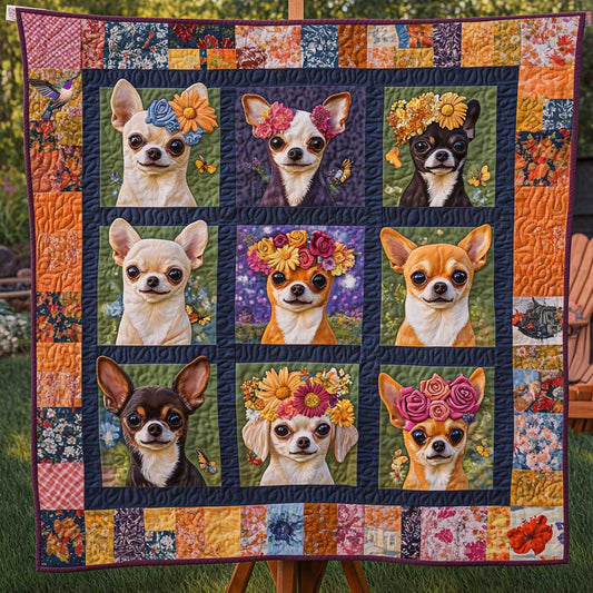 Chihuahua Blooms And Blossoms WN0810016CL Quilt Blanket