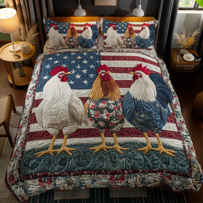 Farmhouse Patriot Rooster WN1002063CL Quilted Bedding Set