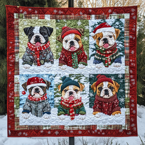 Bulldog Christmas WT0710010CL Quilt Blanket