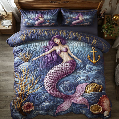 Mermaid In Mystic Ocean WY1202042CL Quilted Bedding Set