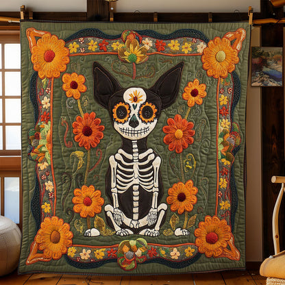Floral Chihuahua Festival WN2201020CL Quilt Blanket