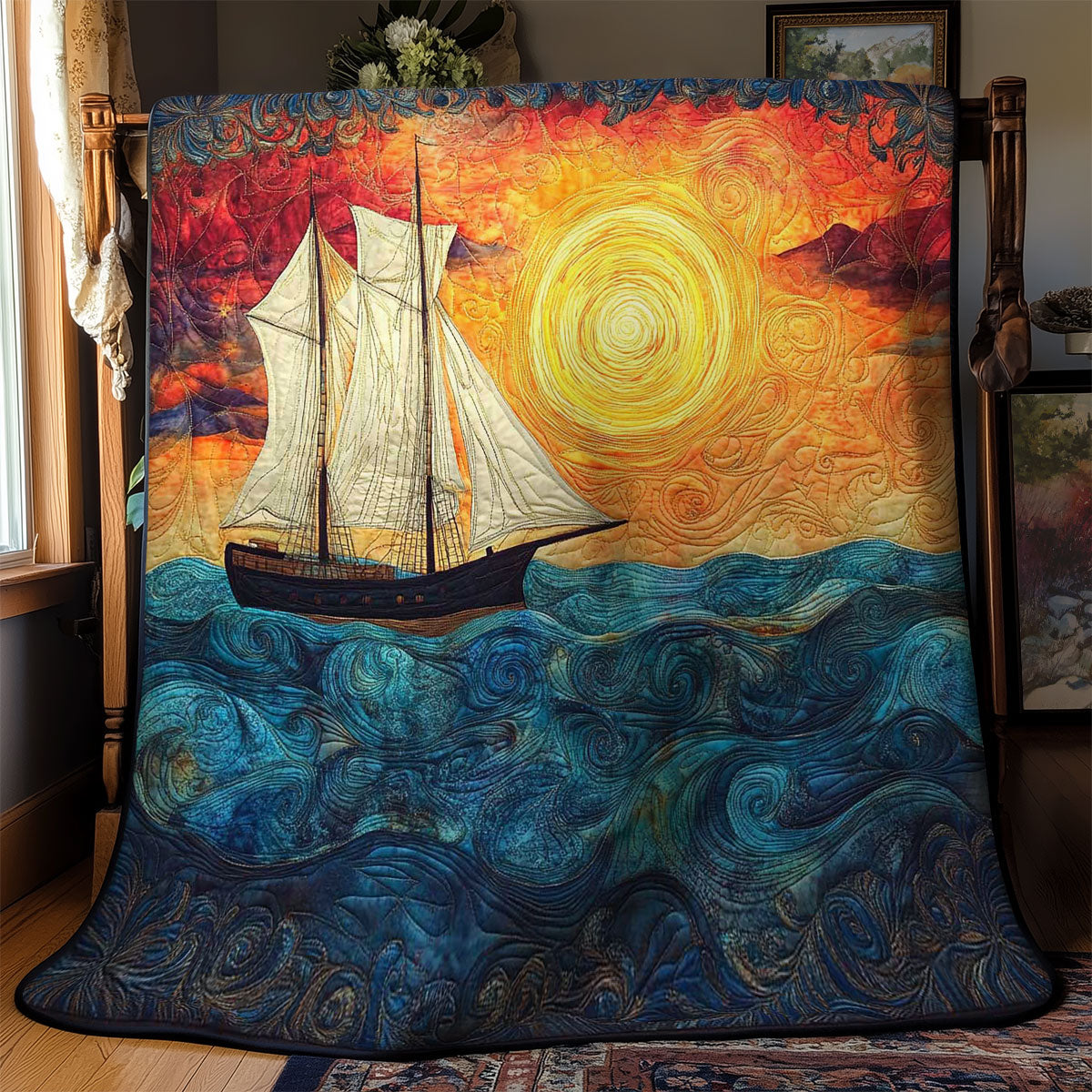 Twilight Sailboat WN0602007CL Quilt Blanket