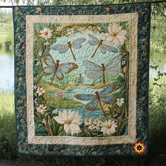 Dragonfly In Pond WY1812010CL Quilt Blanket