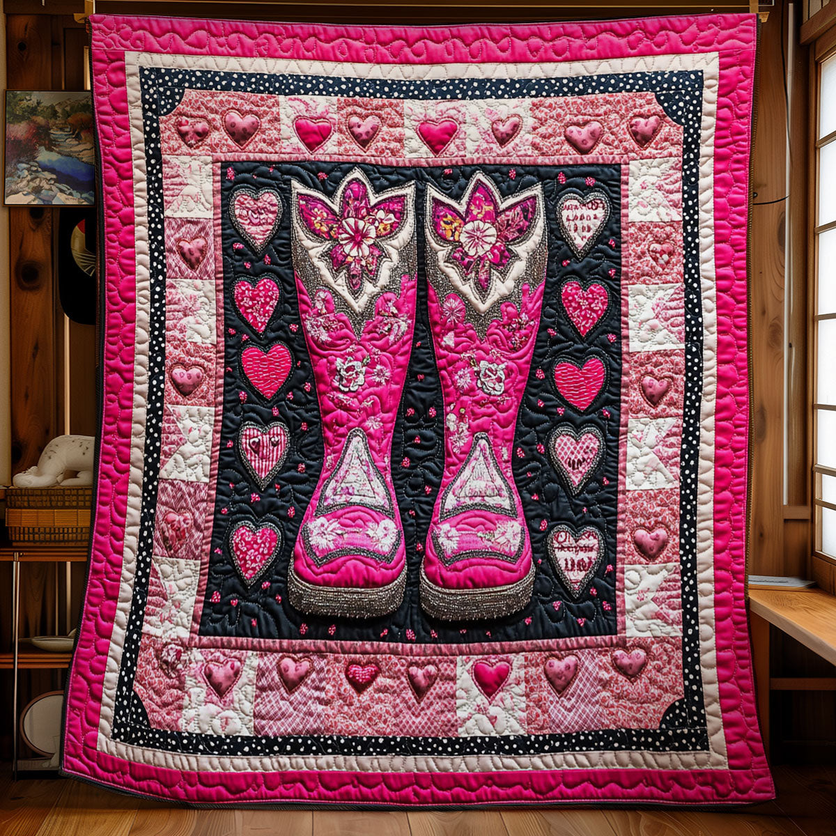 Valentine Cowboy Boots WY0901062CL Quilt Blanket
