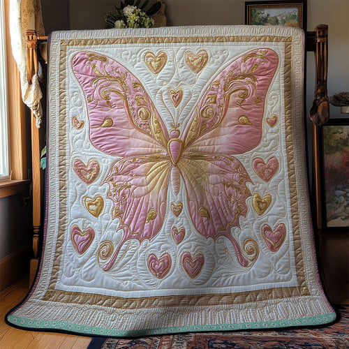 Pink Butterfly WT2702117CL Quilt Blanket