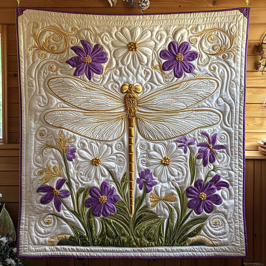 Dragonfly Flower CW0107015CL Quilt Blanket
