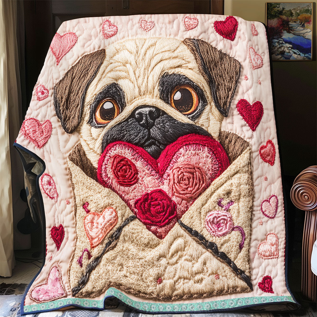 Pug Valentine WX1812038CL Quilt Blanket