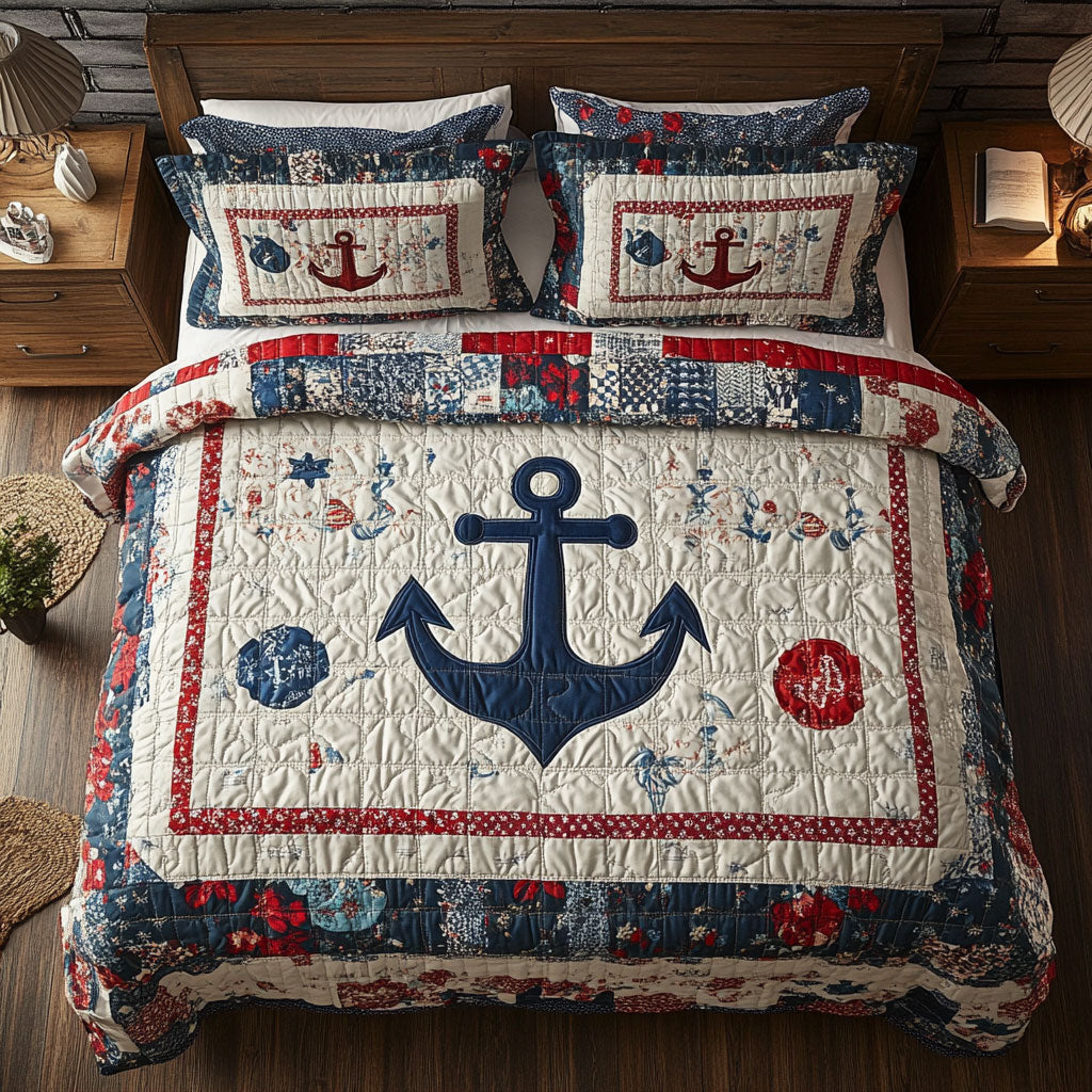 Ocean Anchor WY1402007CL Quilted Bedding Set