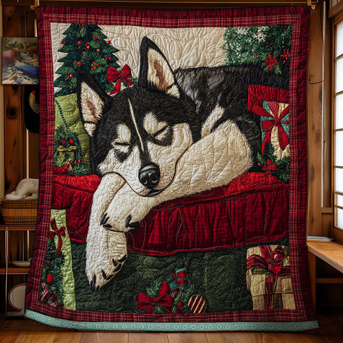 Husky Sleeping WX0811022CL Quilt Blanket