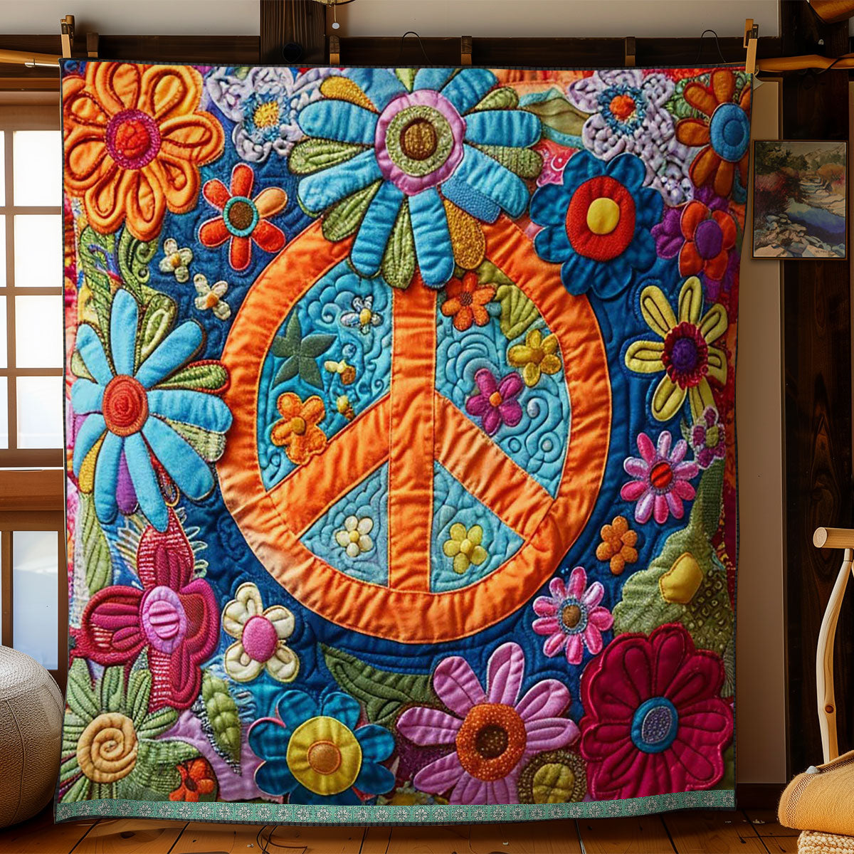 Trippy Hippie Sign WJ2809024CL Quilt Blanket