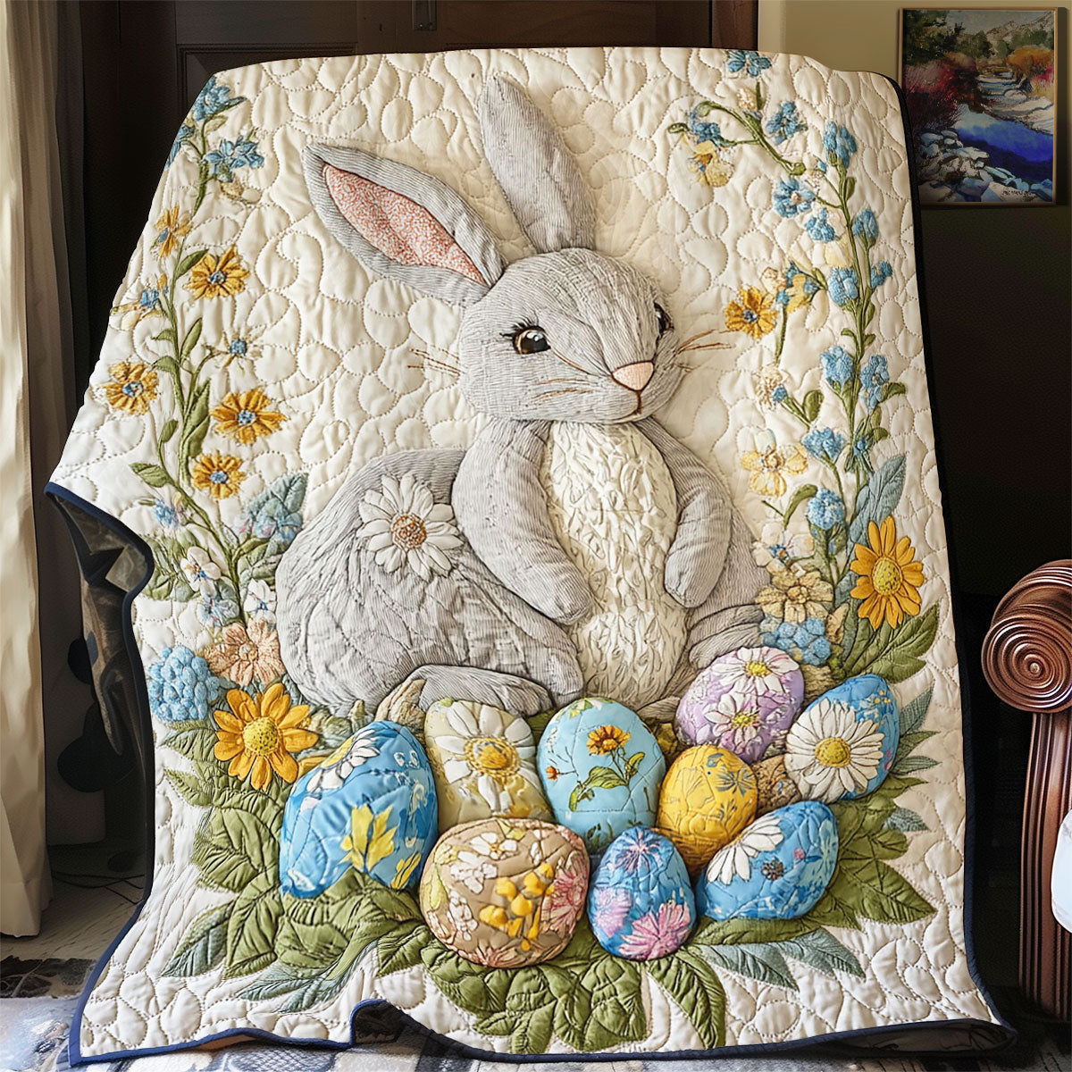 Rabbit And Easter Egg WY0402041CL Quilt Blanket