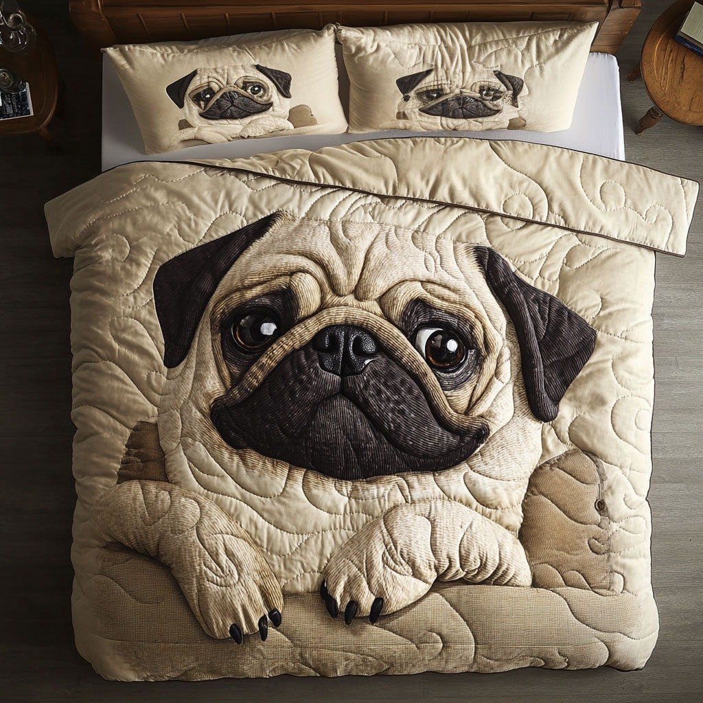 Wheedle Pug WY1302120CL Quilted Bedding Set