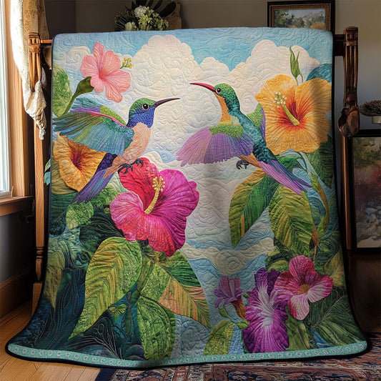 Hummingbird Hibiscus Flower WT2702091CL Quilt Blanket