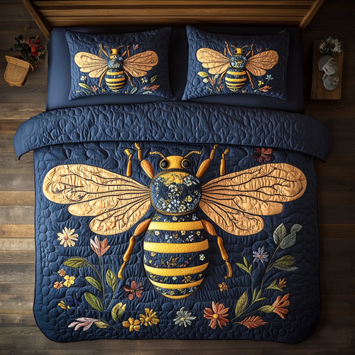 Floral Bee XR2102002CL Quilted Bedding Set
